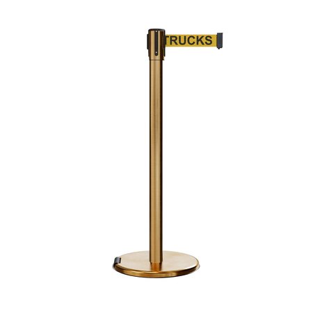 MONTOUR LINE Retractable Belt Rolling Stanchion, 2ft Sat.Brass Post  9ft. Forkl ME530-SB-DANFOYB-90